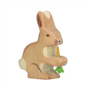 Dřevěné hračky - Holztiger - Dřevěné zvířátko, Zajíc s mrkví