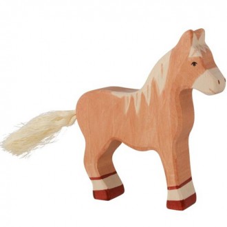 Dřevěné hračky - Holztiger - Dřevěné zvířátko, Kůň hnědý světlý