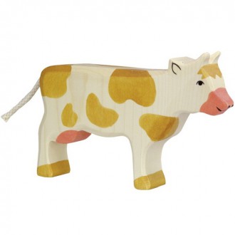 Dřevěné hračky - Holztiger - Dřevěné zvířátko, Kráva hnědá