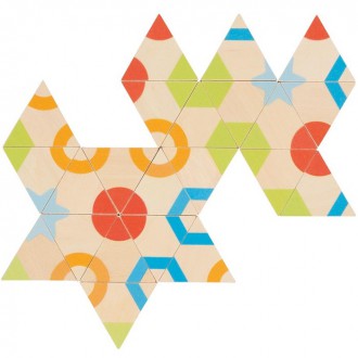 Dřevěné hračky - Domino - Tri-Domino trojúhelníky s tvary, 45ks (Goki)