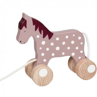 Dřevěné hračky - Tahací hračka - Koník starorůžový Malve (Goki)