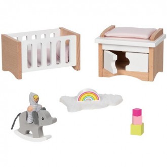 Dřevěné hračky - Nábytek pro panenky - Dětský pokoj moderní světlý (Goki)