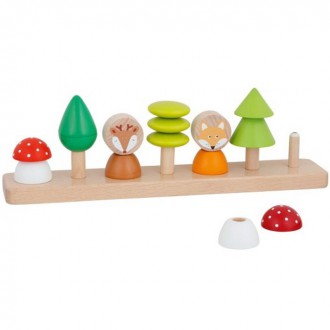 Dřevěné hračky - Skládačka - Nasazování na tyč, Malí lesní přátelé (Goki)