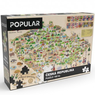 Puzzle a hlavolamy - Puzzle z kartónu - Mapa České republiky, 160ks (Popular)