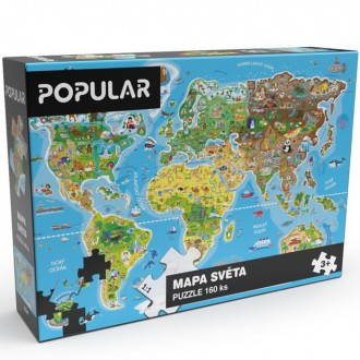 Puzzle a hlavolamy - Puzzle z kartónu - Mapa světa CZ, 160ks (Popular)