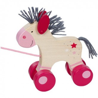 Dřevěné hračky - Tahací hračka - Koník Lillie dřevěný (Goki)