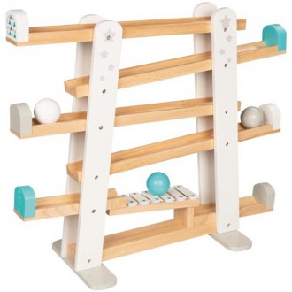 Dřevěné hračky - Tobogán - Dřevěný velký, S xylofonem tyrkys (Goki)