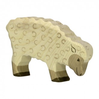 Dřevěné hračky - Holztiger - Dřevěné zvířátko, Ovce bílá samice pasoucí se