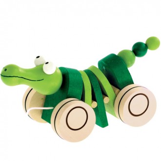 Dřevěné hračky - Tahací hračka - Klepačka, Krokodýl dřevěný (Bino)