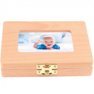 Dřevěné hračky - Krabička na první zoubky - Velká s rámečkem na fotku (Bino)