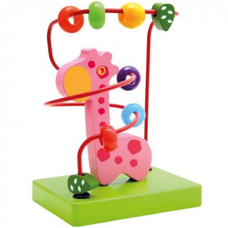 Dřevěné hračky - Motorický labyrint drátěný malý - Žirafa (Bino)