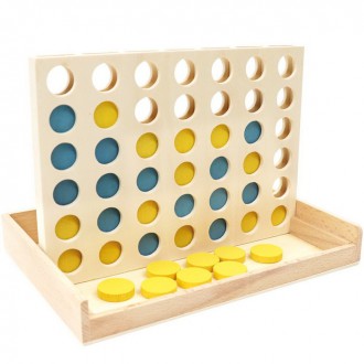 Dřevěné hračky - Společenská hra - Piškvorky, 4 v řadě dřevěné (Bino)