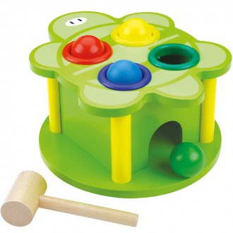 Dřevěné hračky - Zatloukačka - Dřevěná želva s koulemi (Mertens)