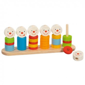 Dřevěné hračky - Skládačka - Nasazování na tyč, Počítaní s panáčky (Goki)