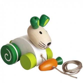 Dřevěné hračky - Tahací hračka - Zajíc s mrkví dřevěný (Detoa)