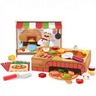 Dřevěné hračky - Prodejna - Pizzerie Carlo didaktická hra s vkládacími tvary (Woody)