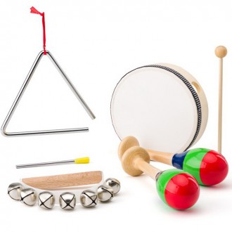 Dřevěné hračky - Hudba - Muzikální set, 4 nástroje (Woody)