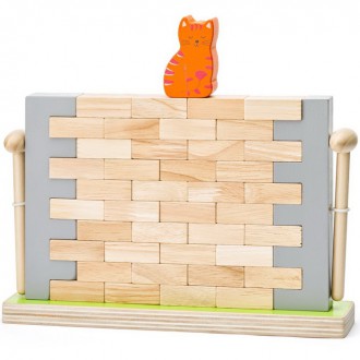 Dřevěné hračky - Motorická hra - Balanční zeď s kočkou (Woody)