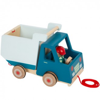 Dřevěné hračky - Tahací hračka - Auto sklápěč dřevěný (Small foot)
