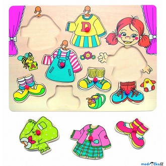 Puzzle a hlavolamy - Puzzle oblékání na desce - Šatní skříň holka, 8ks (Woto)