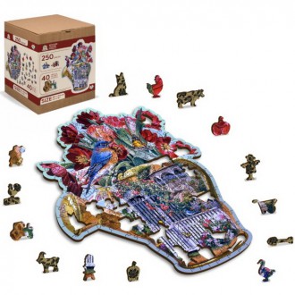 Puzzle a hlavolamy - Puzzle dřevěné - Konev s květinami, L 250 dílků (Wooden City)