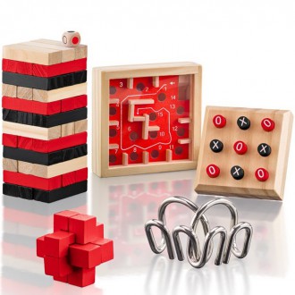 Dřevěné hračky - Společenské hry - Soubor mini her 5v1 (Popular)