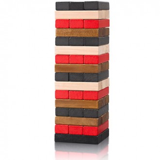 Dřevěné hračky - Jenga barevná - Společenská hra věž (Popular)