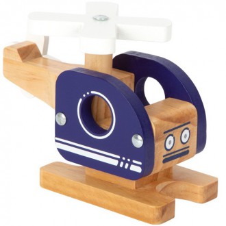 Dřevěné hračky - Vrtulník - Helikoptéra modrá dřevěná (Small foot)