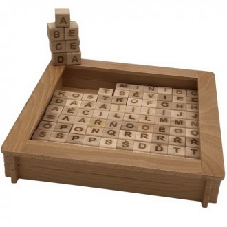 Stavebnice - Kostky - Dřevěné MINI kostkoviště s písmeny, 100ks