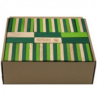 Stavebnice - Kostky - Dřevěné domino zelené, 200ks