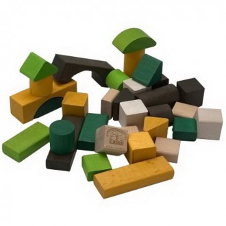 Stavebnice - Kostky - Dřevěné barevné Safari, 32ks