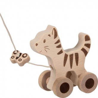 Dřevěné hračky - Tahací hračka - Kočka dřevěná Eko Nature (Goki)