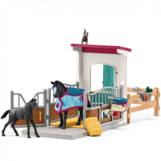 Ostatní hračky - Schleich - Jezdecký klub, Box pro koně s klisnou a hříbětem