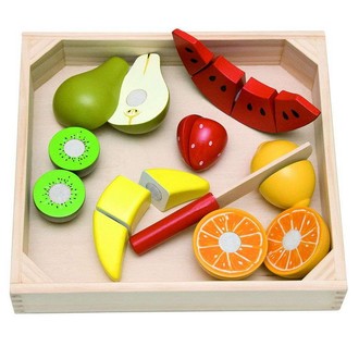 Dřevěné hračky - Krájení - Ovoce s melounem na prkénku (Woody)