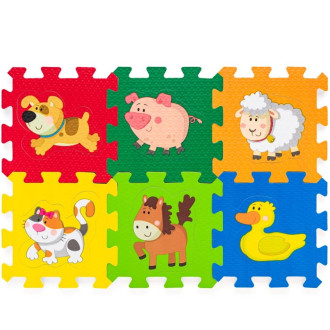 Puzzle a hlavolamy - Puzzle pěnové - 15x15cm, 6ks, Zvířátka (Plastica)