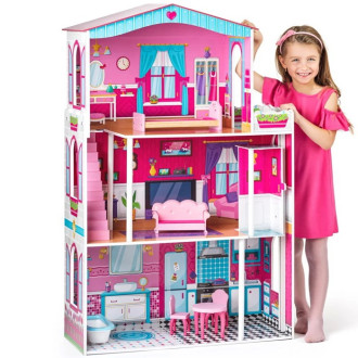 Dřevěné hračky - Domeček pro panenky - Velký s nábytkem Mirabella (Woody)