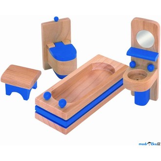 Dřevěné hračky - Nábytek pro panenky - Koupelna modrá (Woody)