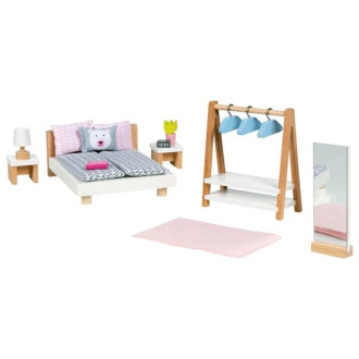 Dřevěné hračky - Nábytek pro panenky - Ložnice moderní světlá (Goki)
