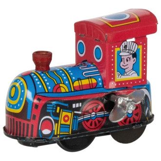 Dřevěné hračky - Plechová hračka - Retro lokomotiva na klíček (Goki)