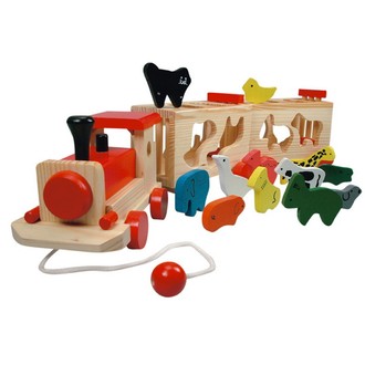 Dřevěné hračky - Vhazovačka - Vlak se zvířátky (Bino)