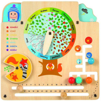 Dřevěné hračky - Kalendář - Dřevěný s ukazatelem počasím Česky (Lucy & Leo)