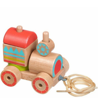 Dřevěné hračky - Vlak skládací - Mašinka tahací dřevěná (Lucy & Leo)