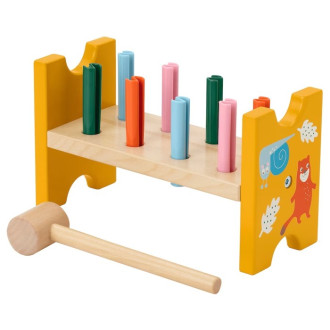 Dřevěné hračky - Zatloukačka - Dřevěná UPPSTA, 8 kolíků (Ikea)
