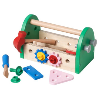 Dřevěné hračky - Malý kutil - Montážní brašna dřevěná BLOMFLUGA (Ikea)
