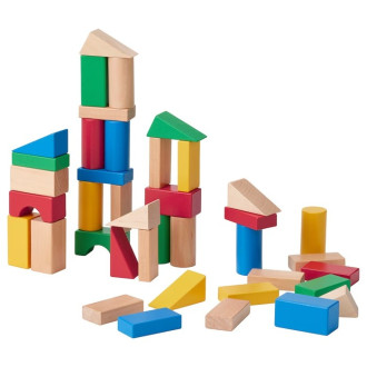 Stavebnice - Kostky - Barevné, Dřevěné UNDERHALLA, 40ks (Ikea)