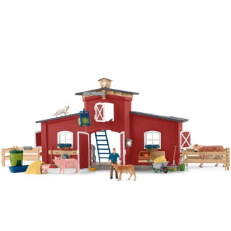 Ostatní hračky - Schleich - Farma, Velká stodola se zvířaty a příslušenstvím