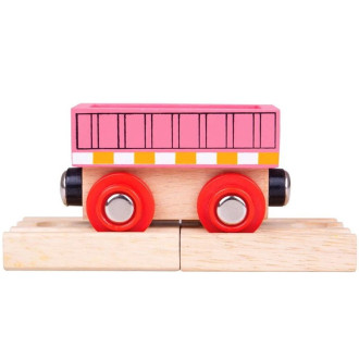 Vláčkodráhy - Vláčkodráha vagónek - Nákladní růžový + 2 koleje (Bigjigs)