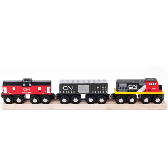 Vláčkodráhy - Vláčkodráha vláček - CN nákladní vlak + 2 koleje (Bigjigs)