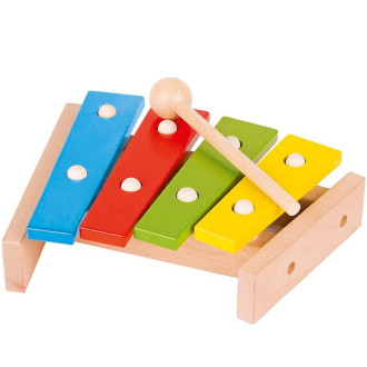 Dřevěné hračky - Hudba - Xylofon 4 tóny, Dřevěný pro nejmenší (Goki)
