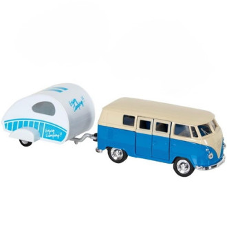 Ostatní hračky - Kovový model - Auto Volkswagen T1 Bus (1963) + přívěs, 1:34-39